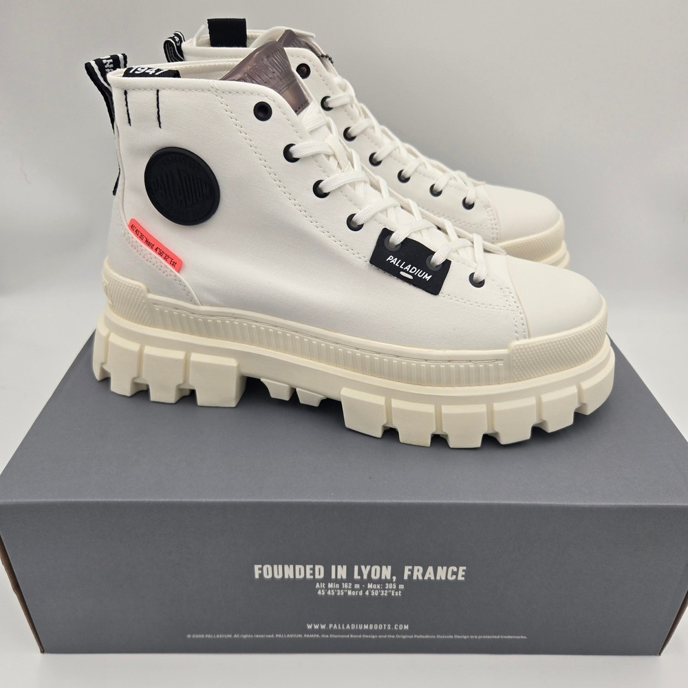 Palladium Revolt Hi TX Platform Boots Women's Size 10 White Marshmallow Canvas - Picture 3 of 8